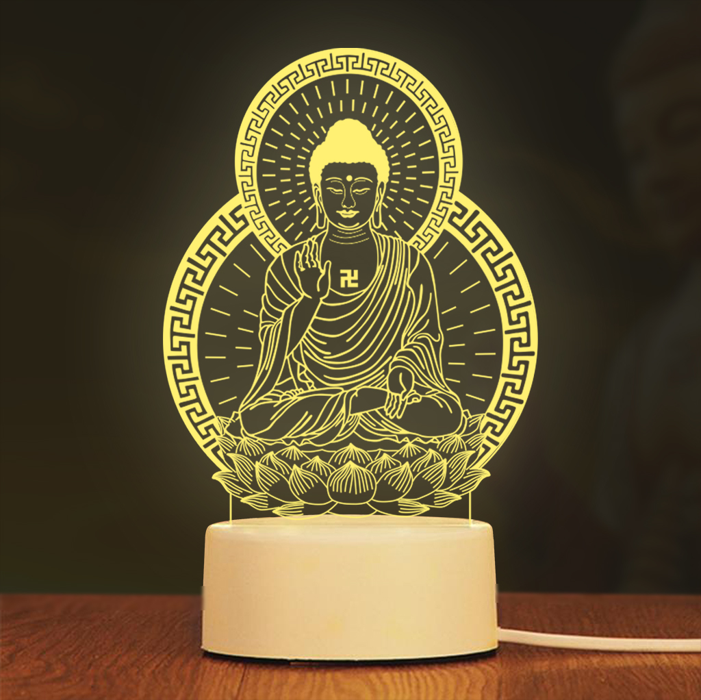 Đèn led 3D hình phật A Di Đà trang trí phòng