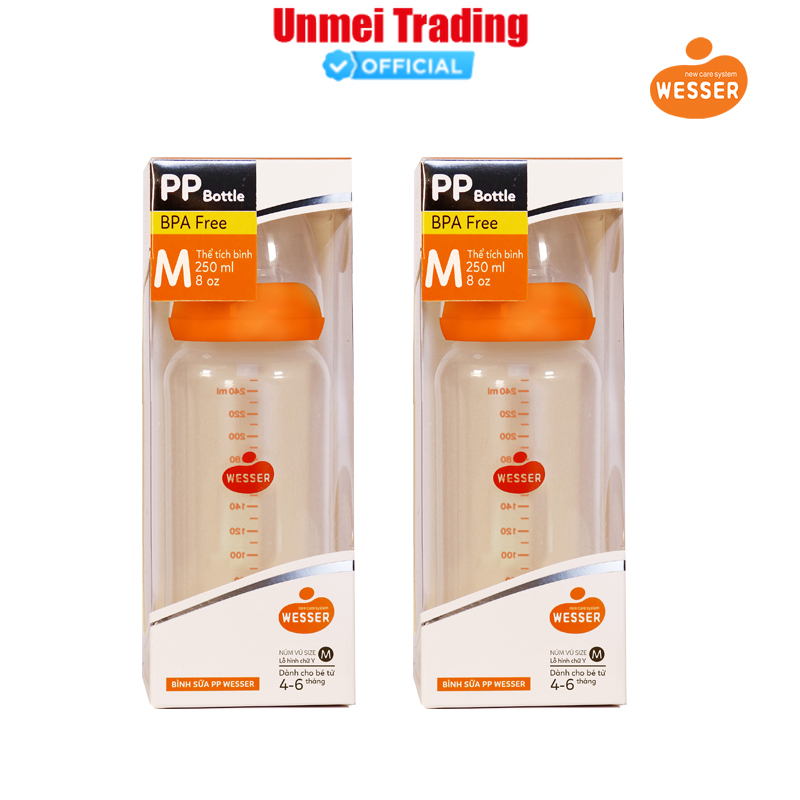 Bộ 2 bình sữa wesser pp 250ml