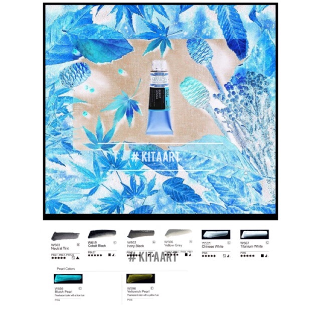 ✨Mijello 15Ml✨P6 Đen Trắng Nhũ Màu Nước Tuýp Lẻ 15Ml Mijello Mission Gold Hàn Quốc