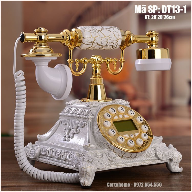 Điện thoại lắp SIM DI ĐỘNG và DÂY CỐ ĐỊNH, kiểu dáng tân cổ điển, chuông cơ, tiếng reng thanh, nghe gọi tốt, Nhập khẩu chính hãng, Mã DT13