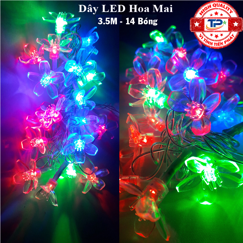 Dây đèn Led bông hoa Mai dài 3.5m nhấp nháy nhiều màu dùng trang trí Cây Cảnh, Gia Đình, Quán, Noel, ... Chúc Mừng Năm Mới quà Tết 2024