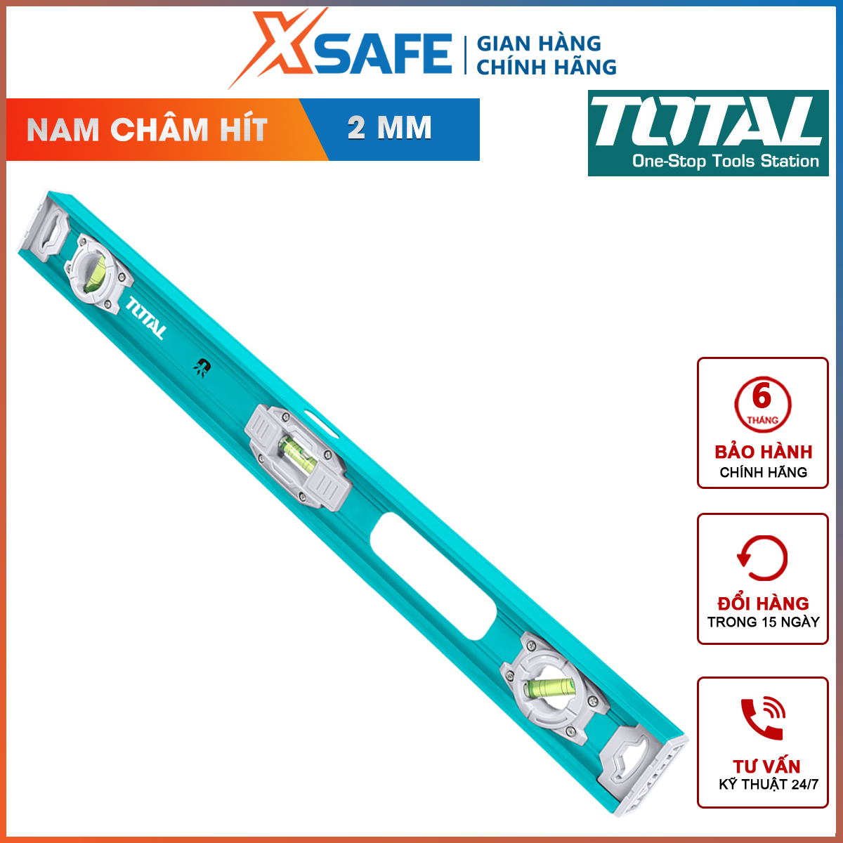 Thước thủy TOTAL | Thước nivo Chiều dài 80cm-100cm Độ dày thước nhôm 2mm Có nam châm hít đo góc nghiêng độ nghiêng độ dốc đo độ cân bằng