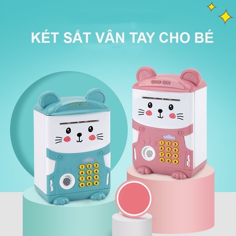 Két sắt cho bé hình hello kitty, Két Sắt Mini Đựng Tiền Mở Bằng Mật Mã Thông Minh Nhiều Hình Ngộ Nghĩnh Cho Bé
