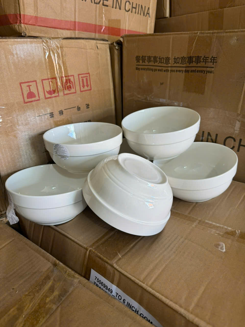 Bộ 2 Bát tô bát canh ngấn 6 Sứ trắng