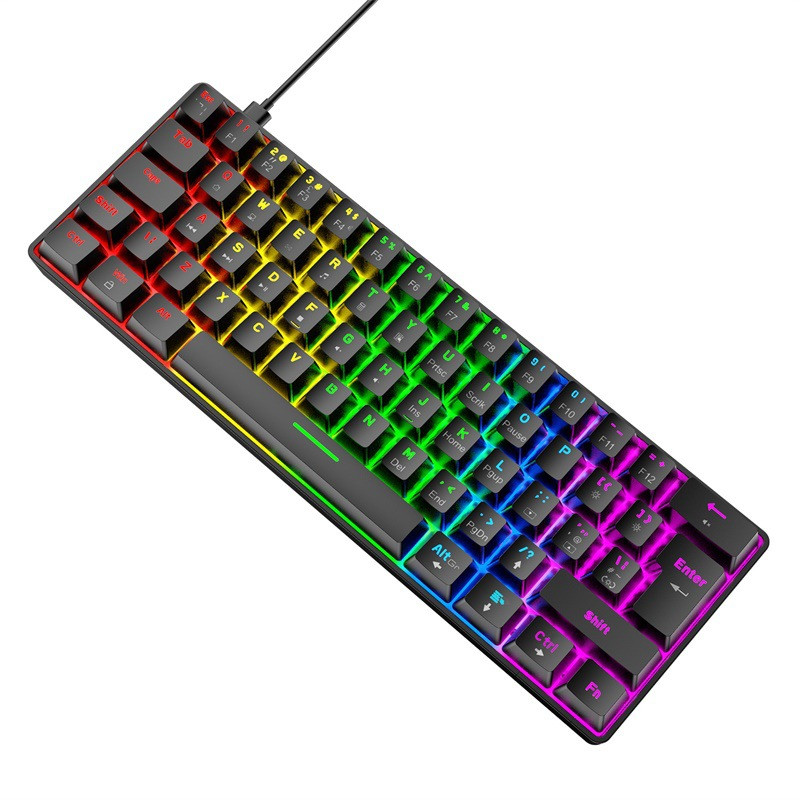 Bàn phím cơ t60 red, blue switch ziyoulang, kết nối type-c bàn phím chơi game 62 phím nhiều chế độ led