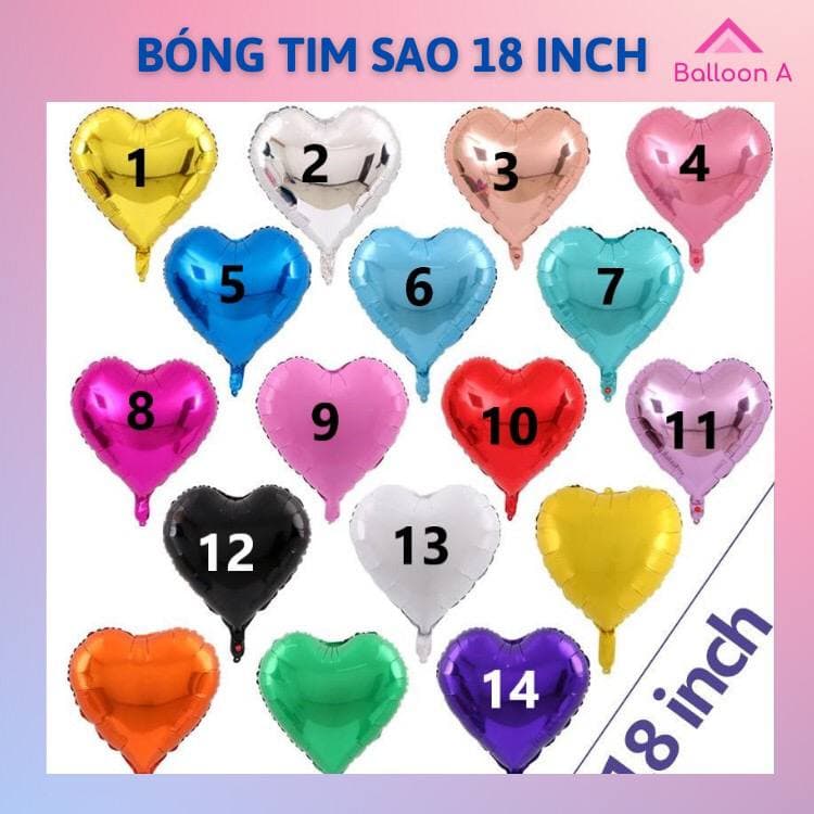 Bóng bay ngôi sao trái tim size 18 inch