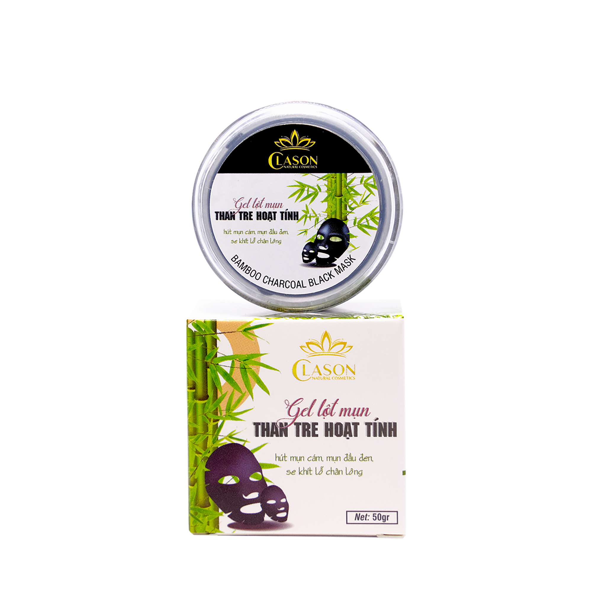 Mặt nạ lột mụn đầu đen, mụn cám than tre hoạt tính Clason giúp lột mụn toàn mặt, thu nhỏ lỗ chân lông làm sáng sạch da 50gr tặng cọ quét