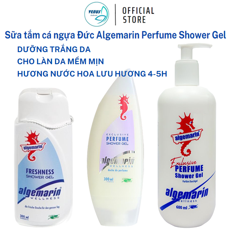 Sữa tắm cá ngựa Algemarin Perfume dưỡng trắng da hương nước hoa chai 300ml & 600ml - Nhập khẩu chính hãng Đức