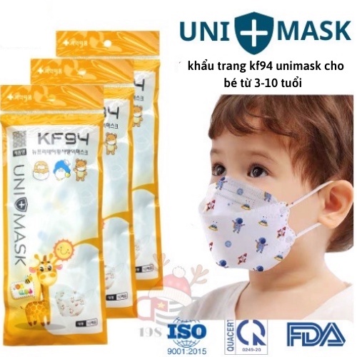 Khẩu trang trẻ em kf94 4d unimask họa tiết chất lượng cao hàng công ty chính hãng