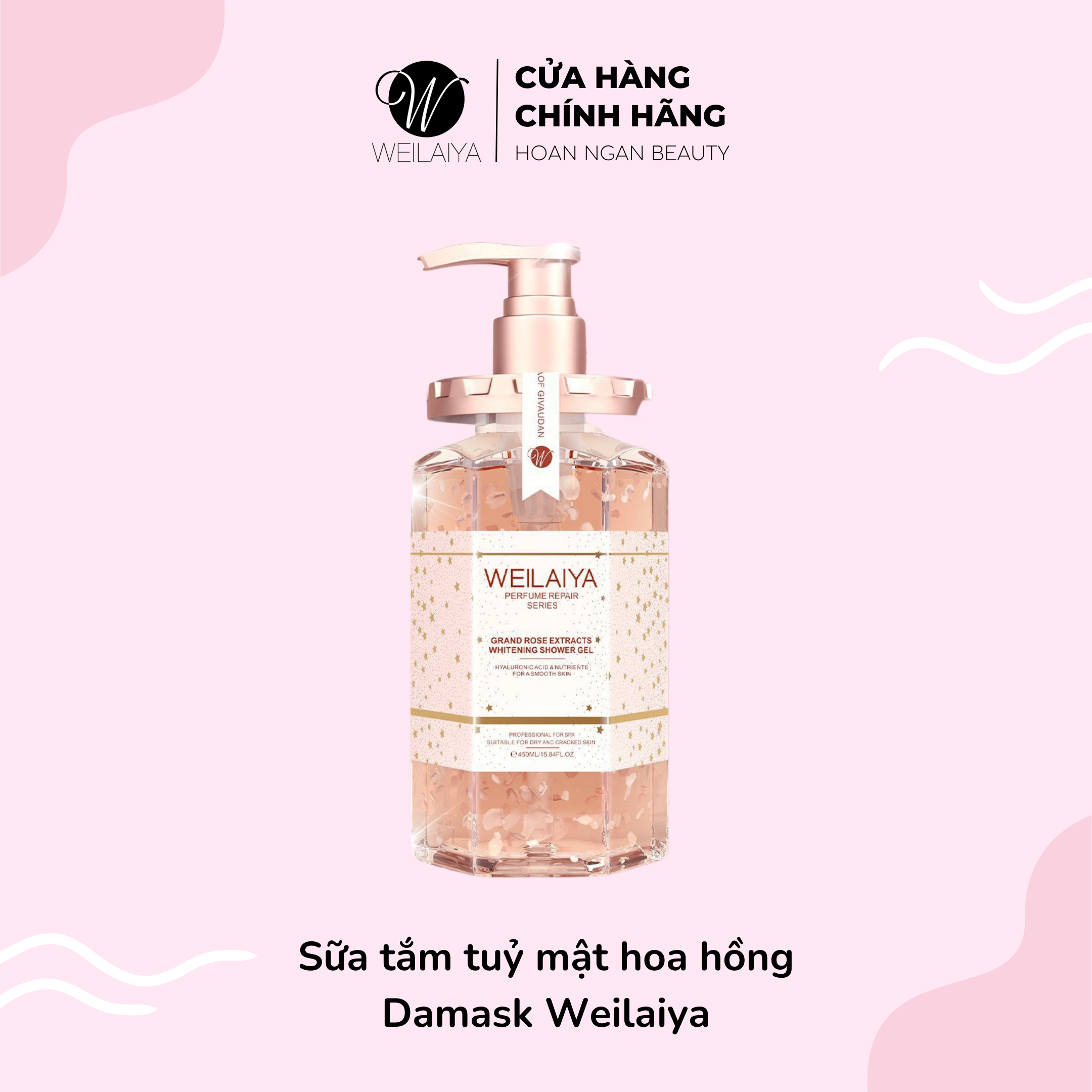 Sữa tắm Tuỷ Mật Hoa Hồng Damask Perfume Repair Series Weilaiya 450ml