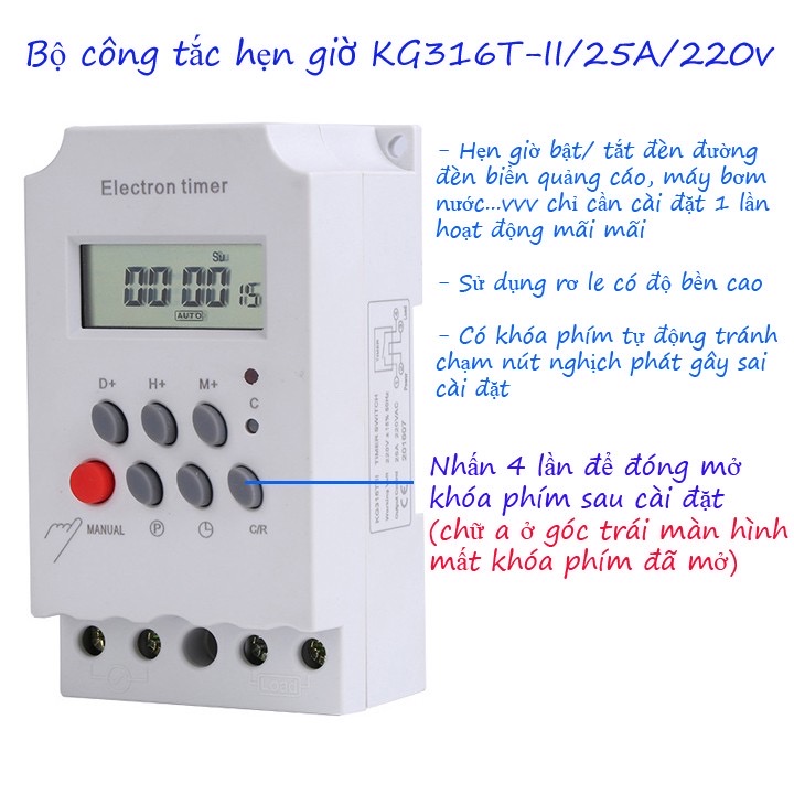 Công tắc hẹn giờ kg316 t-ii/ 25a