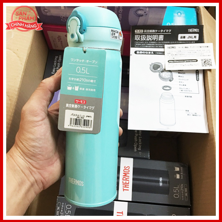 Bình giữ nhiệt Thermos Nhật Bản nắp bật 500ml JNL Nam Nữ đều thích, giữ nhiệt tốt, kiểu dáng sang trọng