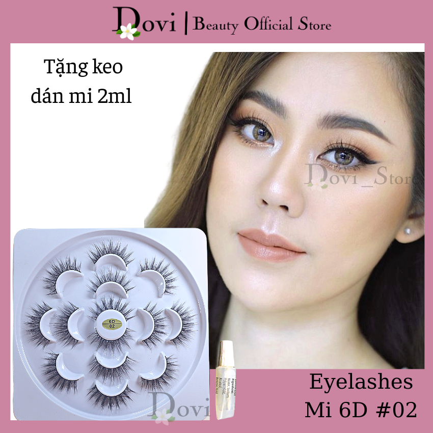 [Freeship] Mi giả 6D, lông mi giả tự nhiên dùng hàng ngày, đi tiệc 7 cặp mã 6D-02