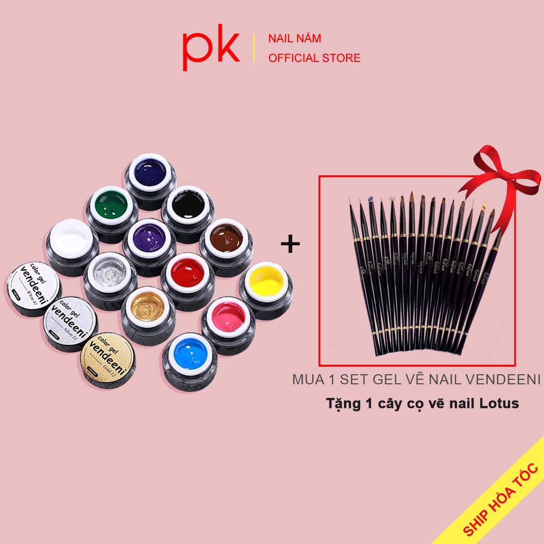 Set gel vẽ nail Vendeeni cao cấp 12 màu chính hãng
