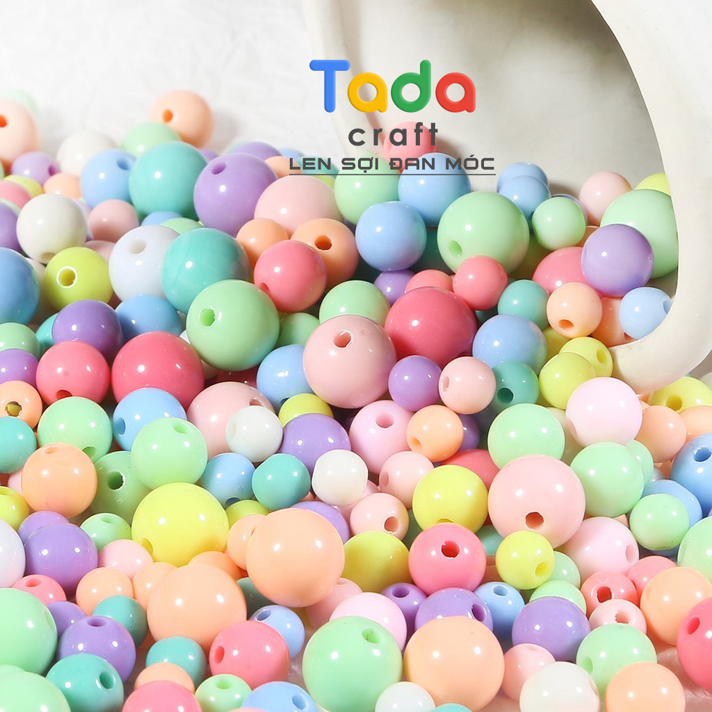 Hạt acrylic tròn có lỗ mix nhiều màu dùng làm trang sức thủ công, trang trí handmade