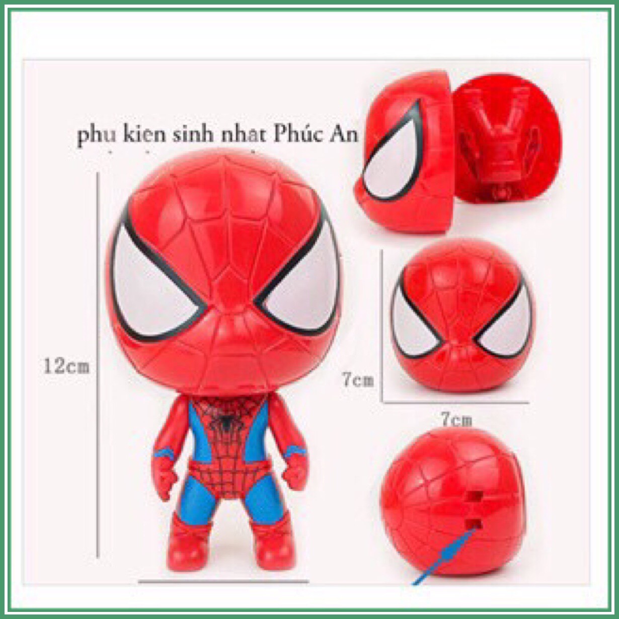 Mô hình người nhện đầu to SPlDERMAN nhựa nhẹ trang trí bánh kem