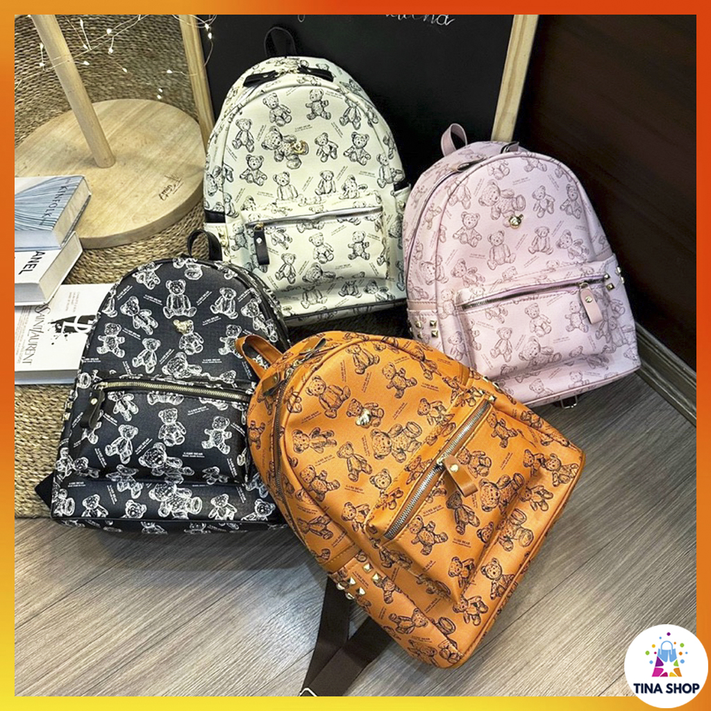 Balo đi học in hình gấu dễ thương size 40 to rộng đựng vừa sách vở a4, balo thời trang nhiều ngăn vừa laptop tx202