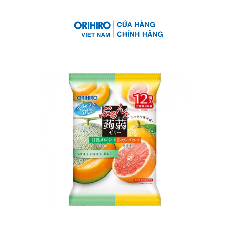 Thạch trái cây Orihiro vị dưa lưới và bưởi hồng