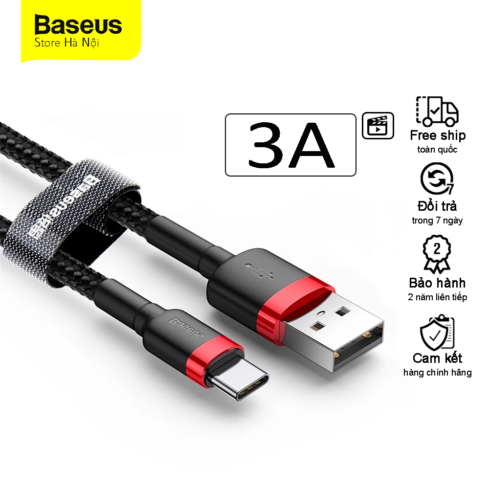 Cáp sạc nhanh baseus cafule usb - type c - dây sạc android sạc nhanh 3a cho samsung, xiaomi, oppo... - bh chính hãng