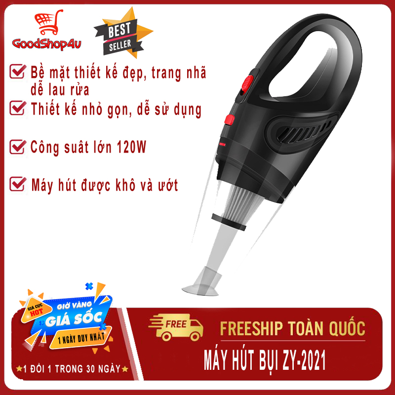 (CỰC KHỎE) Máy hút bụi cầm tay mini cho ô tô ZY 2021, công nghệ lọc hiện đại, công suât lớn 120W hút được bụi khô và ướt