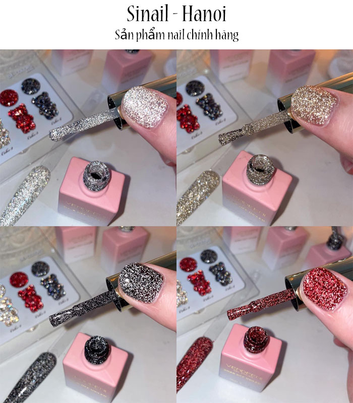 Sơn nhũ flash Milan 4 màu cơ bản Đỏ, Đen, Vàng, Bạc - Sơn nhũ flash siêu sáng chuyên dụng cho ngành nail