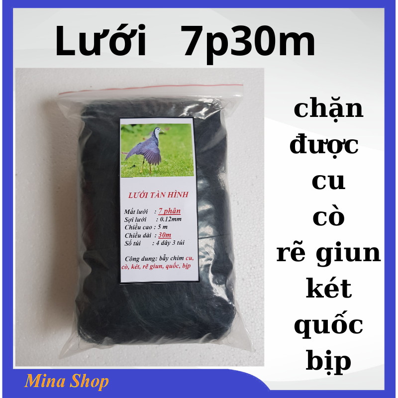 Lưới chắn tàn hình lỗ 7 phân 30m – Bảo vệ mùa màng khỏi cu, két, cò, quốc, bịp