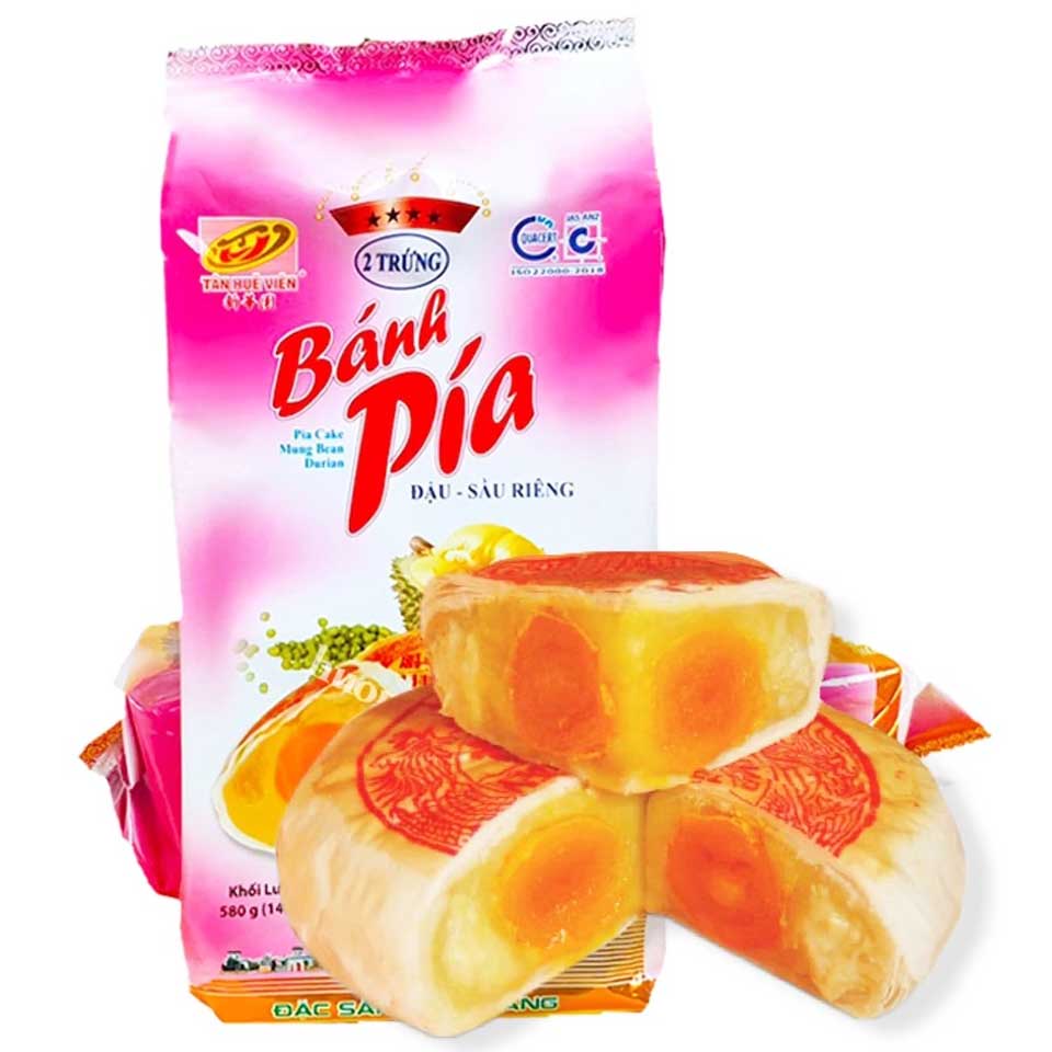 Bánh Pía Đậu Xanh Sầu Riêng 2 Trứng Tân Huê Viên - Túi 5400g(4 Cái) - Đặc Sản Sóc Trăng