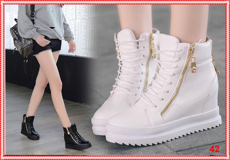 Giày boot nữ cao cổ đế độn phong cách Hàn Quốc B042