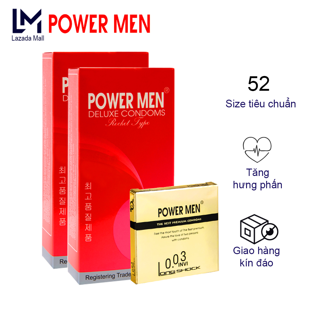 Combo Bao cao su gân gai Powermen Rocket tăng khoái cảm bộ 24 chiếc