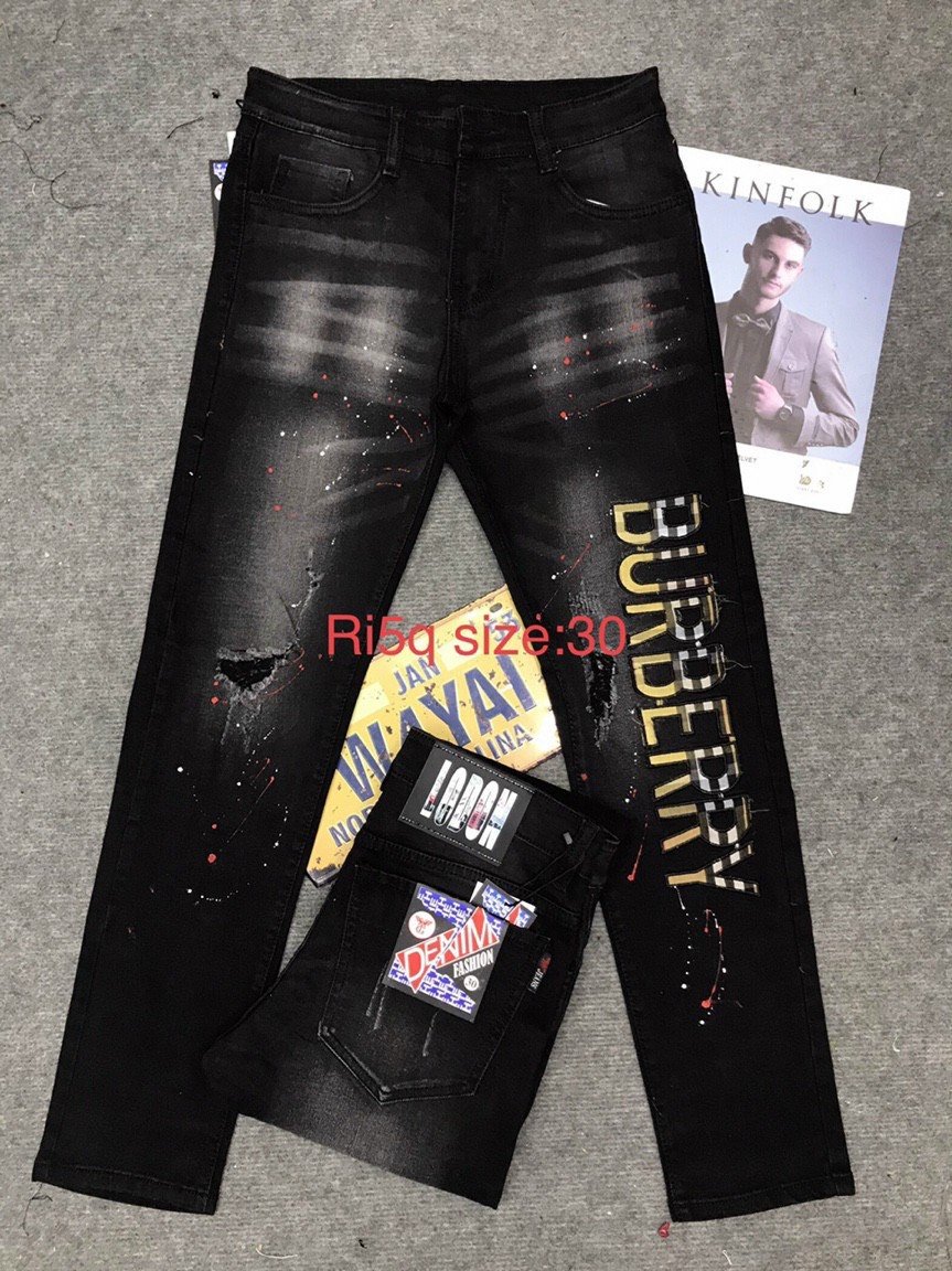 Quần jean dài nam vẩy sơn cực đẹp rách sướt thêu chữ thời trang cao cấp hàng shop