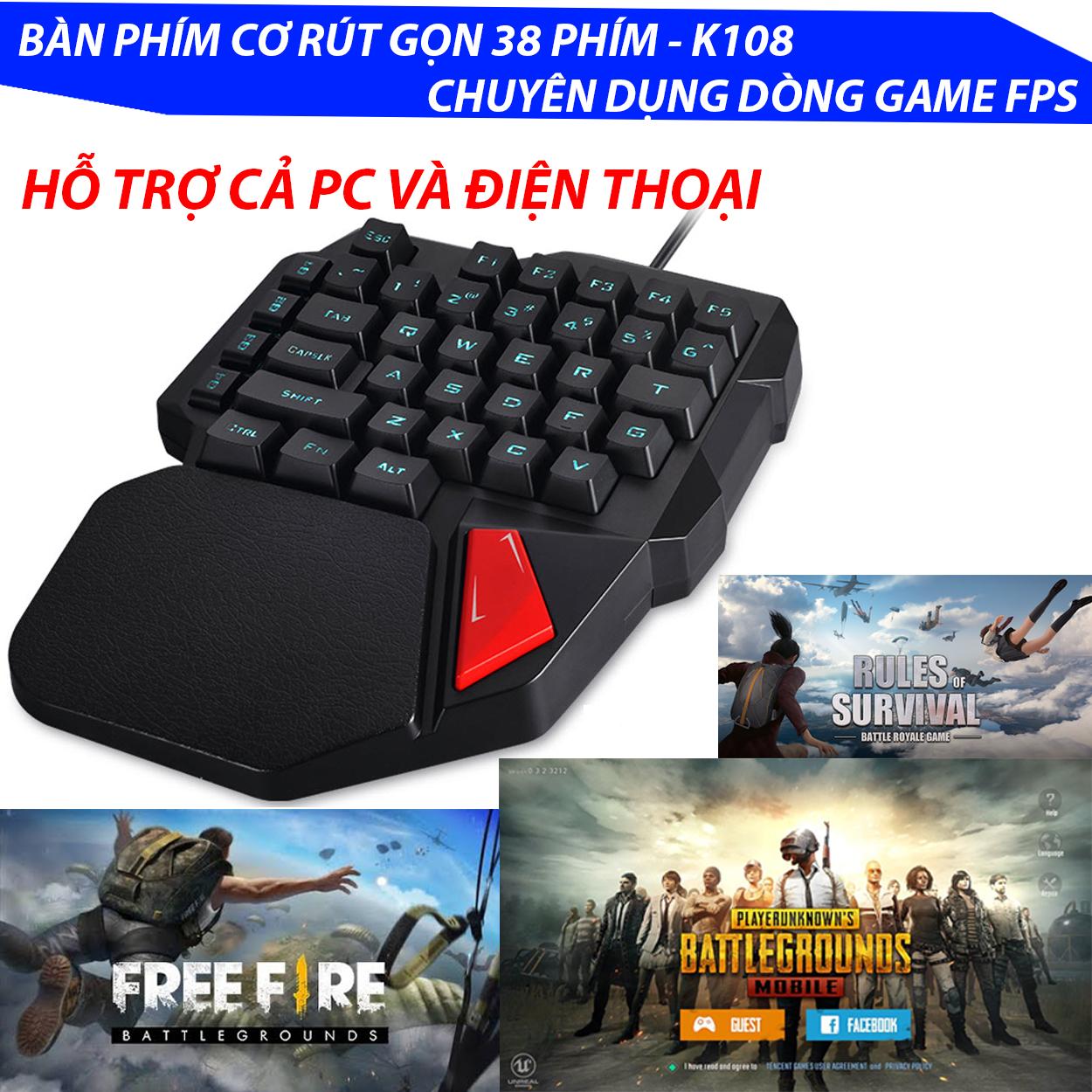 Bàn phím bán cơ Aturos K108 Thu gọn 38 phím chuyên dùng cho game FPS