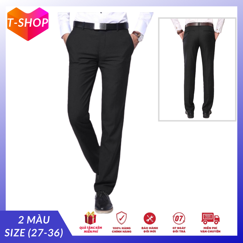 [HCM]Quần tây nam công sở trung niên ống suôn không ly (đen và xám)