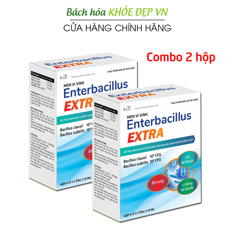 Combo 2 hộp Men Tiêu Hóa Cho Bé Enterbacillus Extra bổ sung 2 tỷ lợi khuẩn