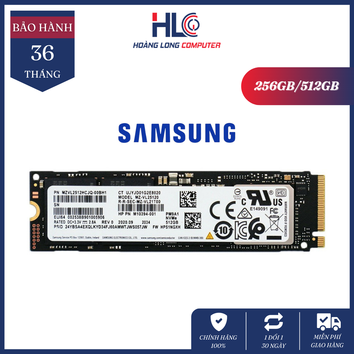 Ssd m2-pcie 512gb samsung pm9a1 nvme 2280 - ổ cứng ssd chính hãng samsung bảo hành 36 tháng - hlc gaming