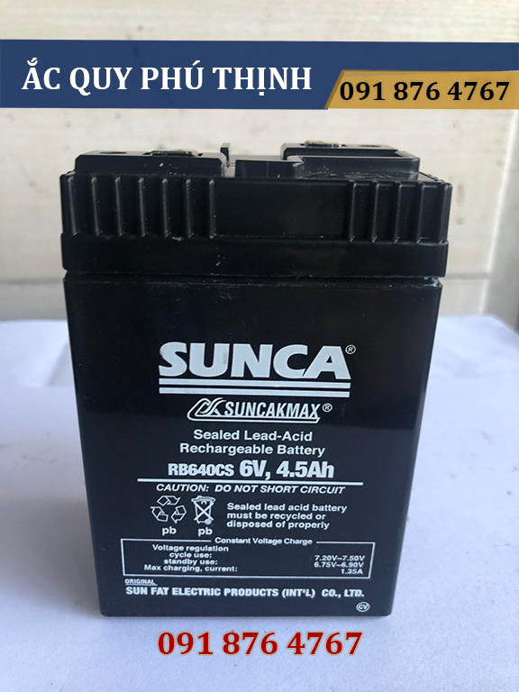 Ắc quy chạy quạt sunca rb645c 6v 4,5ah