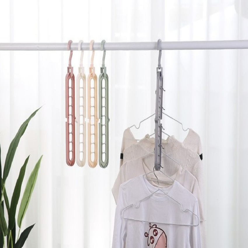 (COMBO 5 MÓC ÁO ĐA NĂNG) Móc treo quàn áo gấp gọn 9 lỗ đa năng tiết kiệm diện tích có thể gấp gọn