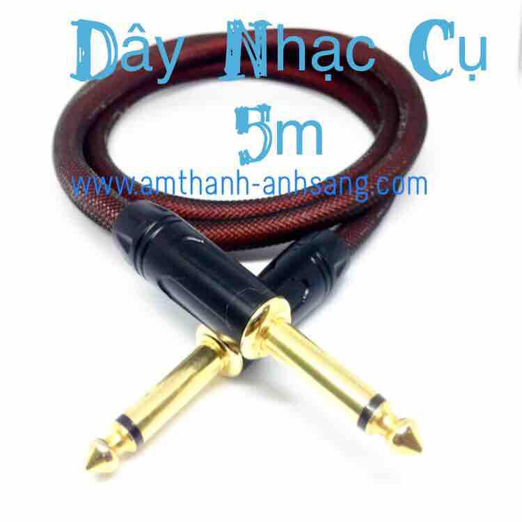 Dây nhạc cụ, dây tín hiệu đàn guitar ghi ta dài 8m, Drum trống điện đàn ỏgan 01 dây 2 đầu Jack 6 ly, rắc 6 li, zắc âm thanh 6.5mm, rack 6mm