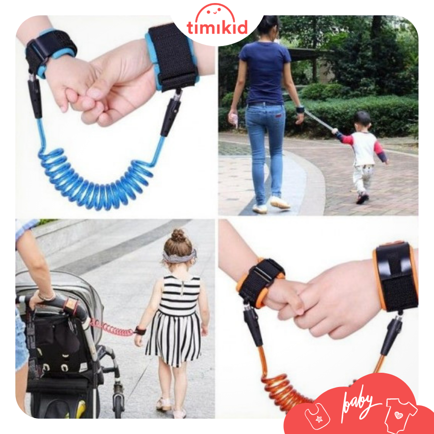 Dây dắt trẻ đi dạo, đi chơi chống lạc, chống bắt cóc Lõi Thép Phản Quang - Timikid - an toàn cho bé, vòng tay dắt bé, chống lạc