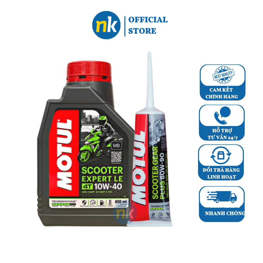 [Mẫu Mới]Nhớt MOTUL xe tay ga Scooter Expert LE 10W40 800ml tặng nhớt hộp số Motul Gear Oil 80W90
