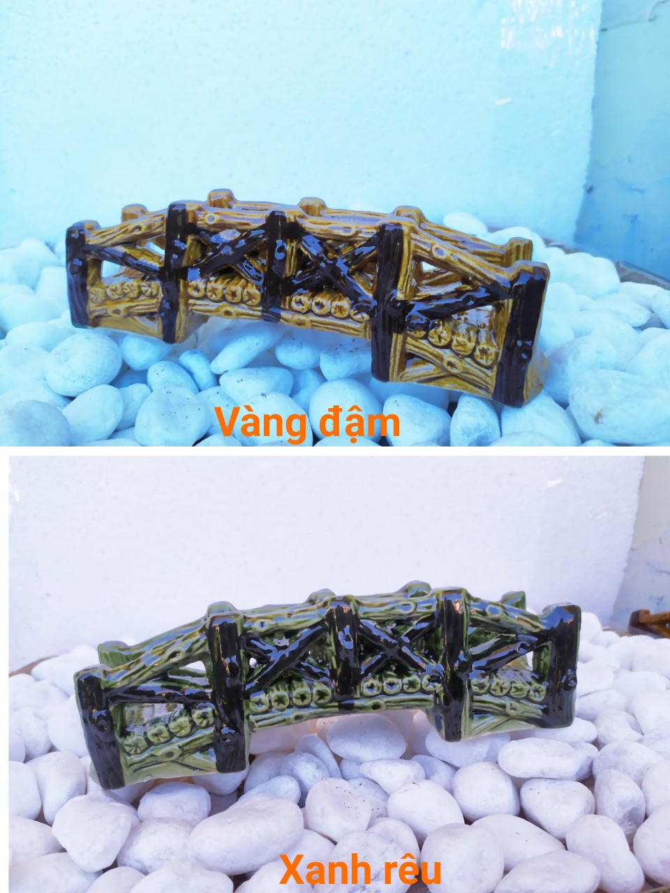 [HCM][ Chọn màu] Cây Cầu Gỗ Gốm tráng men Trang Trí Hổ Cá Bể Cá-Hòn Non Bộ.