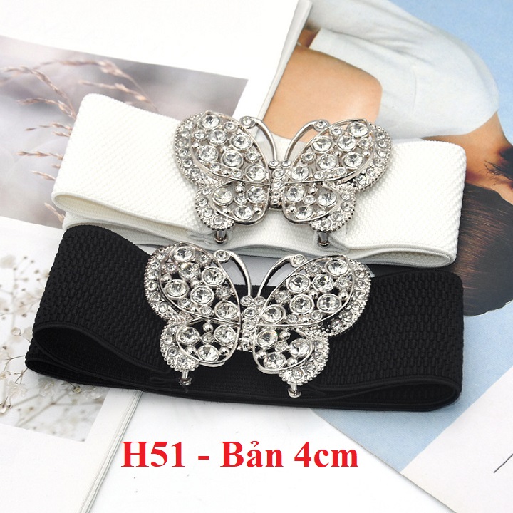 Đai váy Belt co giãn xinh Mặt nạm đá 4cm H51