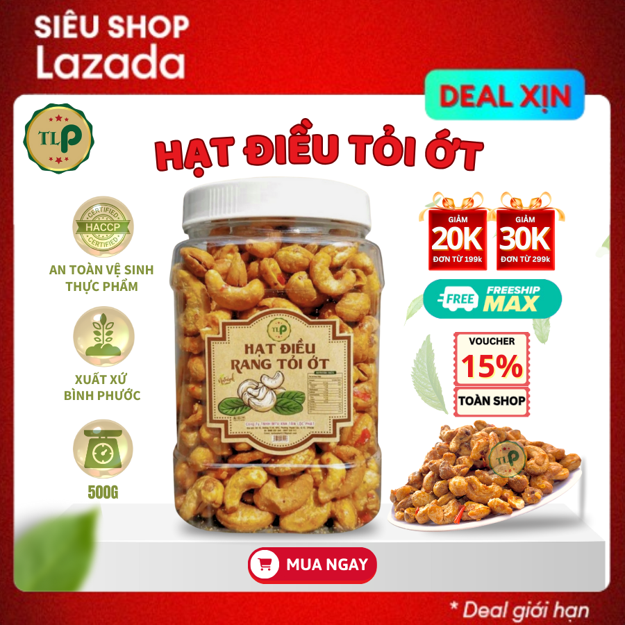 Hạt điều rang tỏi ớt tân lộc phát hũ 500g