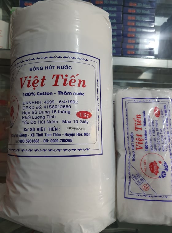 Bông gòn cuộn y tế Việt Tiến 1000g (1kg) (bông hút nước) - 1000gr, mềm mịn, dai, không bị tơi, dùng trong y tế, nha khoa, thẩm mỹ, vệ sinh cho em bé