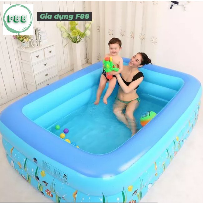 Bể Bơi Cho Bé - Bể Phao Bơi - Hồ Bơi Cho Bé 3 Tâng - Hồ Bơi Tại Nhà Dành Cho Trẻ Em 1m2 1m3 1m5 1m8 2m1 Kèm Bơm Hơi Điện