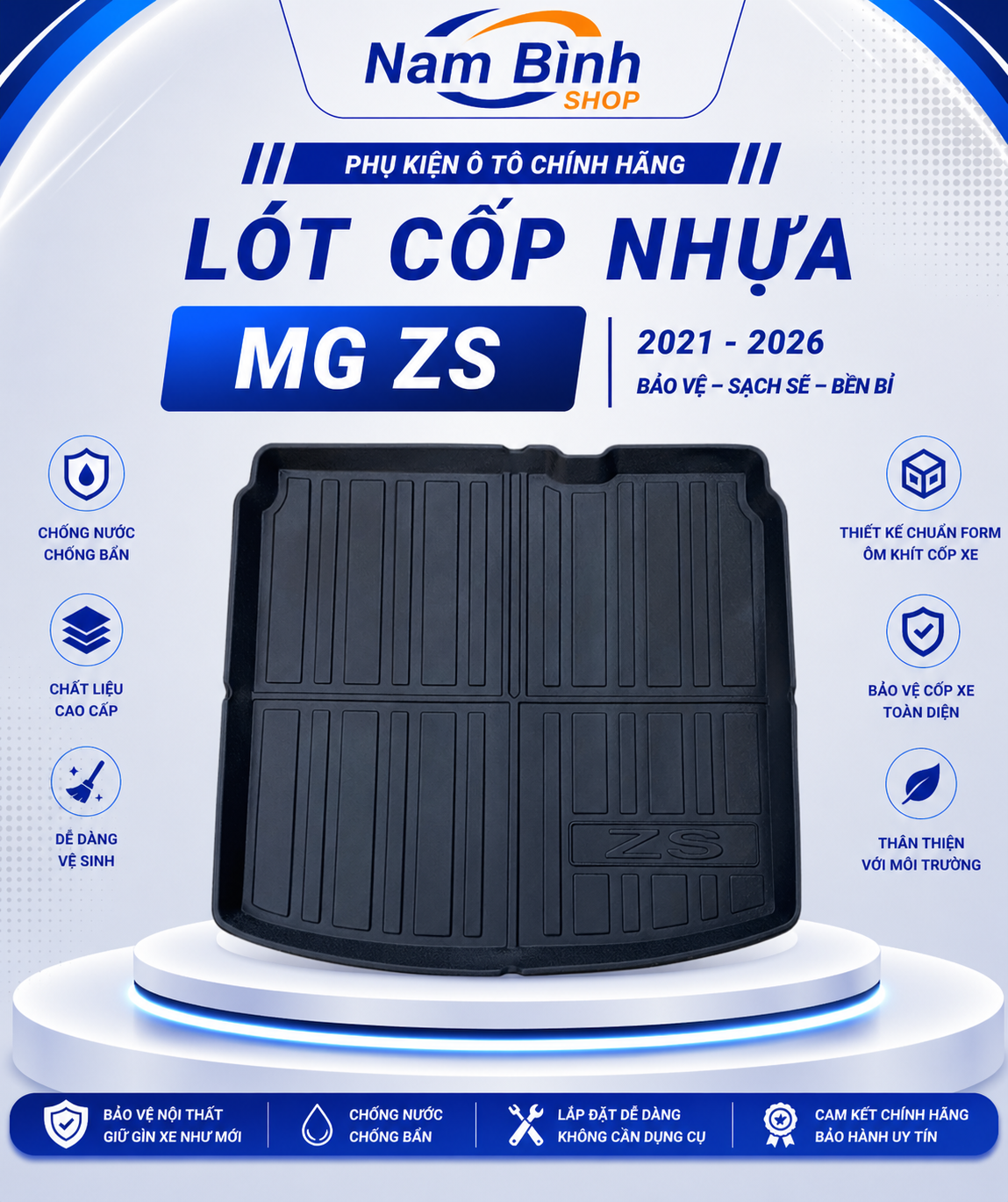 Plastic Trunk Liner for Mg Zs 2021-2026 | Waterproof, Dirt-Resistant Trunk Liner, Zinc Form to Match the Vehicle Giá 310,000 Đồng*Miễn phí vận chuyển