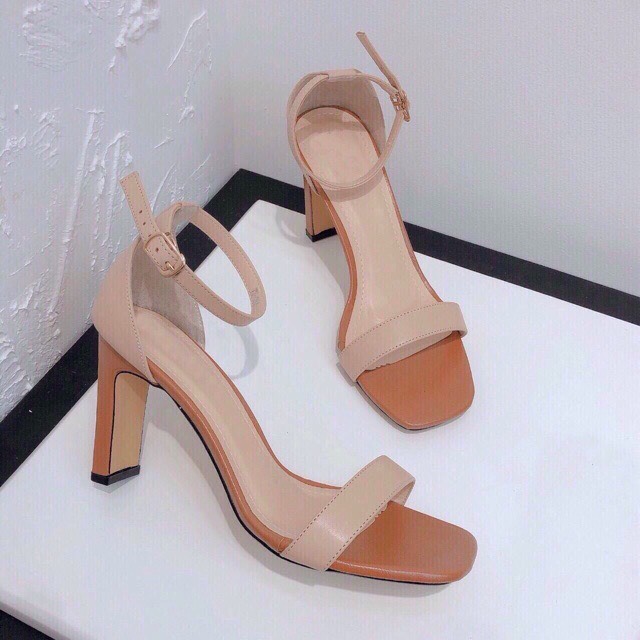 Giày sandal gót 9p quay da mềm