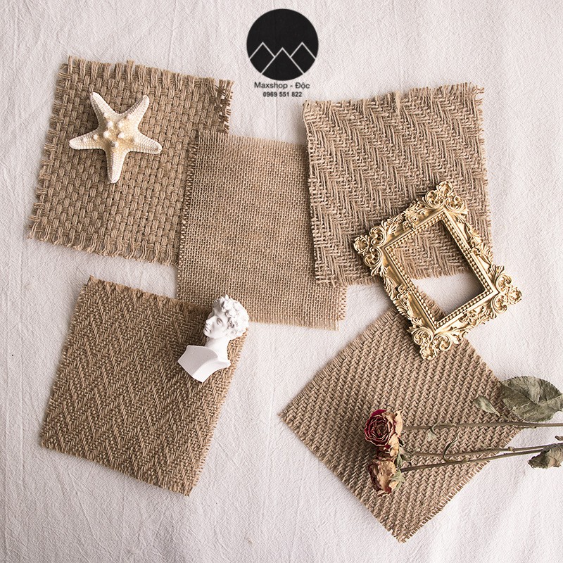Decor Phụ Kiện Chụp ảnh, Miếng Vải Sợi đay Decor Chụp Son, Chụp ảnh Mỹ Phẩm, Chụp Hình Nước Hoa, Chụp Trang Sức Vintage beochan
