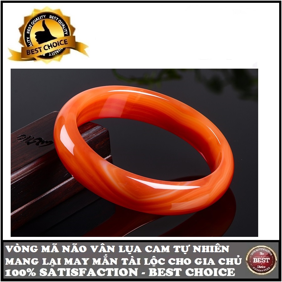 Vòng tay Ngọc mã não vân lụa màu cam tự nhiên nguyên khối cao cấp phom mỏng 4mm, vòng phong thủy mang lại mắn mắn sức khỏe model 2020
