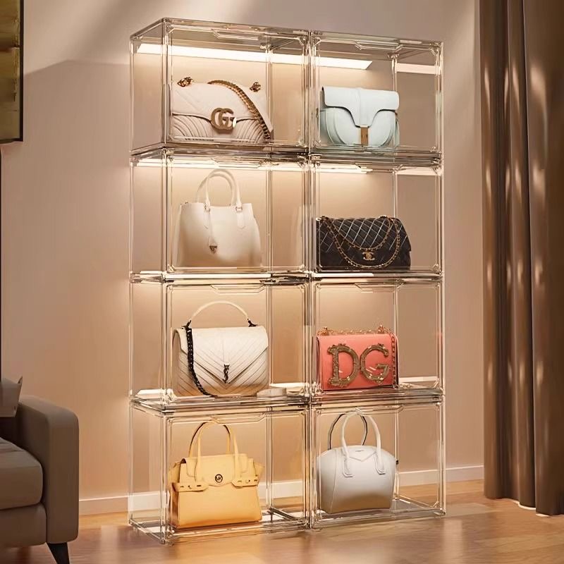 Acrylic hộp mica hộp nhựa trong suốt túi xách mỹ phẩm hộp trưng bày mô hình búp bê Hộp đựng túi xách