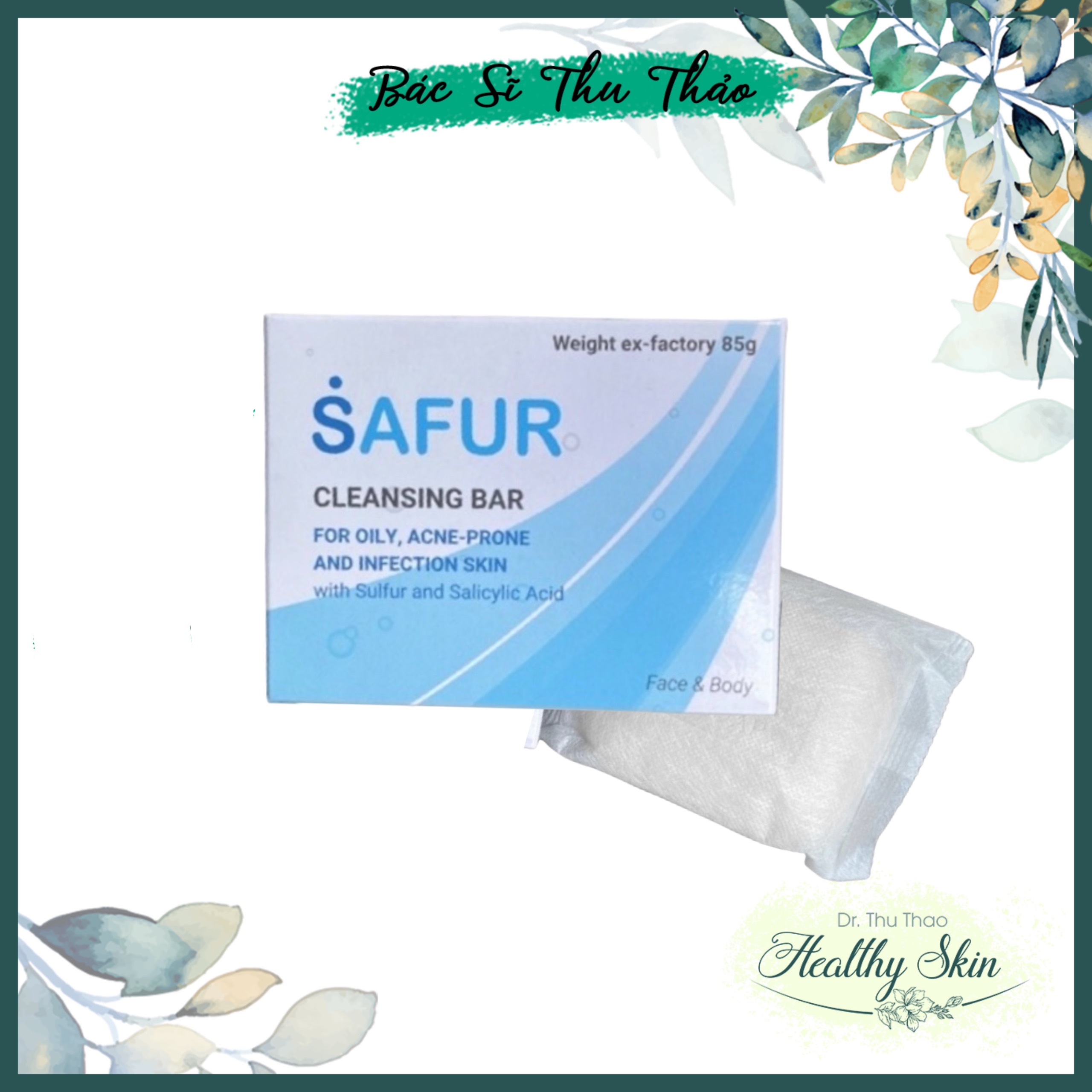 [85g] Xà phòng y khoa giảm mụn lưng, dày sừng SAFUR Soap Bar